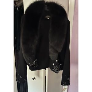 Terani Cardigan with Fox Fur Collar